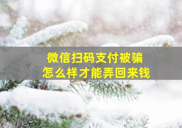 微信扫码支付被骗 怎么样才能弄回来钱